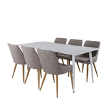 Polar Jídelní stůl 180 cm - Bílá deska / Bílé nohy +Plaza - Jídelní židle - Dub/Světle šedá _6