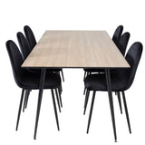 Jídelní stůl Silar - 180 cm - Melamin "Wood Look" / Černé nohy+Polar Jídelní židle - Černé nohy / Black Velvet (ersätter 19902-888)_6