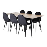 Jídelní stůl Silar - 180 cm - Melamin "Wood Look" / Černé nohy+Polar Jídelní židle - Černé nohy / Black Velvet (ersätter 19902-888)_6