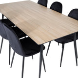 Jídelní stůl Silar - 180 cm - Melamin "Wood Look" / Černé nohy+Polar Jídelní židle - Černé nohy / Black Velvet (ersätter 19902-888)_6