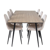 Jídelní stůl Silar - 180 cm - "Wood Look" melamin / černé nohy+jídelní židle Polar- černé nohy / béžový samet (ersätter 19902-880)_6