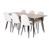 Jídelní stůl Silar - 180 cm - "Wood Look" melamin / černé nohy+jídelní židle Polar- černé nohy / béžový samet (ersätter 19902-880)_6