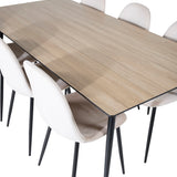 Jídelní stůl Silar - 180 cm - "Wood Look" melamin / černé nohy+jídelní židle Polar- černé nohy / béžový samet (ersätter 19902-880)_6