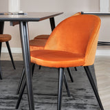 Jídelní stůl Dipp - 180*90cm - Černá dýha / celé černé nohy + Sametová jídelní židle - Oranžová / Černá_6