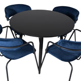 Plaza - Jídelní stůl - 100 ø - Black/Black +Arrow křeslo - Black Legs - Blue Velvet _4