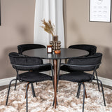 Plaza Kulatý stůl 100 cm - Černá deska - Ořechové nohy+Šípové křeslo - Černé nohy - Black Velvet_4