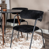 Plaza Kulatý stůl 100 cm - Černá deska - Ořechové nohy+Šípové křeslo - Černé nohy - Black Velvet_4