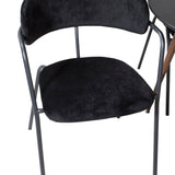 Plaza Kulatý stůl 100 cm - Černá deska - Ořechové nohy+Šípové křeslo - Černé nohy - Black Velvet_4