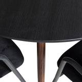 Plaza Kulatý stůl 100 cm - Černá deska - Ořechové nohy+Šípové křeslo - Černé nohy - Black Velvet_4