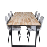 Cirebon Jídelní stůl 200*90cm - Nature / Black+Polar Diamond Jídelní židle - Černé nohy - Grey Velvet_6