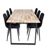 Cirebon Jídelní stůl 200*90cm - Nature / Black+Polar Diamond Jídelní židle - Černé nohy - Black Velvet_6