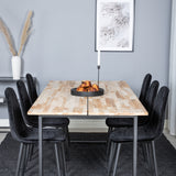Cirebon Jídelní stůl 200*90cm - Nature / Black+Polar Diamond Jídelní židle - Černé nohy - Black Velvet_6