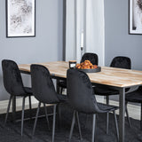 Cirebon Jídelní stůl 200*90cm - Nature / Black+Polar Diamond Jídelní židle - Černé nohy - Black Velvet_6