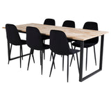 Cirebon Jídelní stůl 200*90cm - Nature / Black+Polar Diamond Jídelní židle - Černé nohy - Black Velvet_6