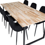 Cirebon Jídelní stůl 200*90cm - Nature / Black+Polar Diamond Jídelní židle - Černé nohy - Black Velvet_6