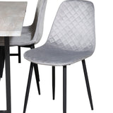 Jídelní stůl Jepara - 250*100*H76 - Šedá /Černá+Polar Diamond Jídelní židle - Černé nohy - Šedá Velvet_6