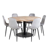 Kruhový stůl Cirebon - 140 cm - Přírodní / Černá+Polar Diamond Jídelní židle - Černé nohy - Šedá Velvet_6