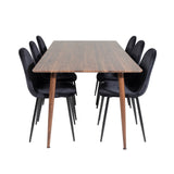 Jídelní stůl Polar 180 cm - Ořechová deska - Ořechové nohy+Jídelní židle Polar - Černé nohy / Black Velvet (ersätter 19902-888)_6