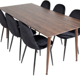 Jídelní stůl Polar 180 cm - Ořechová deska - Ořechové nohy+Jídelní židle Polar - Černé nohy / Black Velvet (ersätter 19902-888)_6