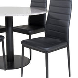 Jídelní stůl Razzia ø106 cm - Šedá / Černá + Slim jídelní židle s vysokým opěradlem - Černé nohy - Černá PU_4