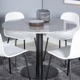 Razzia Jídelní stůl ø106cm - Šedá / Černá + Jídelní židle Arctic - Černé nohy - Bílý Plast_4