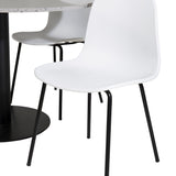 Razzia Jídelní stůl ø106cm - Šedá / Černá + Jídelní židle Arctic - Černé nohy - Bílý Plast_4