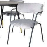 Jídelní stůl Dipp - 115 cm - Černá / Černá mosaz + křeslo Arrow - Černé nohy - Šedá Velvet_4