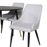 Jídelní stůl Dipp - 115 cm - Černá / Černá mosaz+Plaza Jídelní židle - Černé nohy - Světle šedá Fabric_4