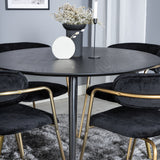 Jídelní stůl Dipp - 115 cm - Černá / Černá mosaz + křeslo Arrow - Mosazné nohy - Black Velvet_4