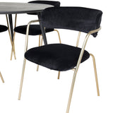 Jídelní stůl Dipp - 115 cm - Černá / Černá mosaz + křeslo Arrow - Mosazné nohy - Black Velvet_4