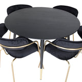 Jídelní stůl Dipp - 115 cm - Černá / Černá mosaz + křeslo Arrow - Mosazné nohy - Black Velvet_4