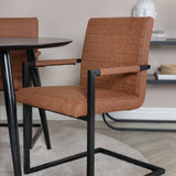 Jídelní stůl Dipp - 115 cm - Černá dýha / Celé černé nohy + Umělecké křeslo - Hnědá / Černá_4