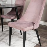 Jídelní stůl Dipp - 115 cm - Černá dýha / Celé černé nohy + Jídelní židle Leone - Černé nohy / Dusty PinkCorduroy _4