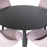 Jídelní stůl Dipp - 115 cm - Černá dýha / Celé černé nohy + Jídelní židle Leone - Černé nohy / Dusty PinkCorduroy _4