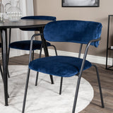 Jídelní stůl Dipp - 115 cm - Černá dýha / Celé černé nohy + Křeslo Arrow - Černé nohy - Blue Velvet_4