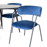 Jídelní stůl Dipp - 115 cm - Černá dýha / Celé černé nohy + Křeslo Arrow - Černé nohy - Blue Velvet_4