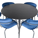 Jídelní stůl Dipp - 115 cm - Černá dýha / Celé černé nohy + Křeslo Arrow - Černé nohy - Blue Velvet_4