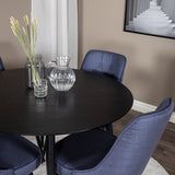 Jídelní stůl Dipp - 115 cm - Černá dýha / Celé černé nohy + Jídelní židle Velvet Deluxe - Černé nohy - Modrá látka_4