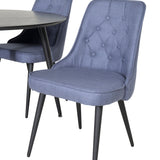 Jídelní stůl Dipp - 115 cm - Černá dýha / Celé černé nohy + Jídelní židle Velvet Deluxe - Černé nohy - Modrá látka_4