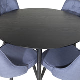Jídelní stůl Dipp - 115 cm - Černá dýha / Celé černé nohy + Jídelní židle Velvet Deluxe - Černé nohy - Modrá látka_4