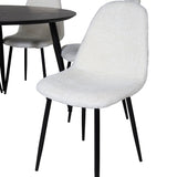 Jídelní stůl Dipp - 115 cm - Černá dýha / Celé černé nohy + Jídelní židle Polar Fluff - Černé nohy - White Teddy _6