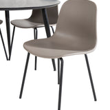 Jídelní stůl Dipp - 115 cm - Černá dýha / Celé černé nohy + Jídelní židle Arctic - Černé nohy - Khaki Plast_4