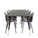 Jídelní stůl Dipp - 180*90cm - Černá / Černá mosaz+arktická jídelní židle - Černé nohy - Khaki Plast_6