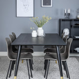 Jídelní stůl Dipp - 180*90cm - Černá / Černá mosaz+arktická jídelní židle - Černé nohy - Khaki Plast_6