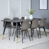 Jídelní stůl Dipp - 180*90cm - Černá / Černá mosaz+arktická jídelní židle - Černé nohy - Khaki Plast_6