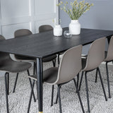 Jídelní stůl Dipp - 180*90cm - Černá / Černá mosaz+arktická jídelní židle - Černé nohy - Khaki Plast_6