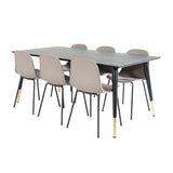 Jídelní stůl Dipp - 180*90cm - Černá / Černá mosaz+arktická jídelní židle - Černé nohy - Khaki Plast_6