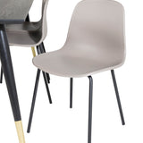 Jídelní stůl Dipp - 180*90cm - Černá / Černá mosaz+arktická jídelní židle - Černé nohy - Khaki Plast_6