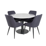 Jídelní stůl Razzia ø106cm - Šedá / Černá+Plaza Jídelní židle - Černé nohy - Černá Fabric_4