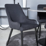 Jídelní stůl Razzia ø106cm - Šedá / Černá+Plaza Jídelní židle - Černé nohy - Černá Fabric_4